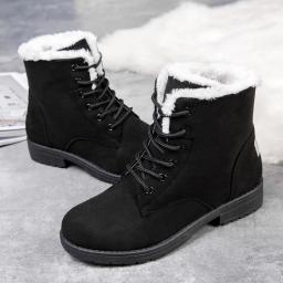 Botas femininas de neve botas planas para mulheres plataforma senhoras sapatos de pelúcia manter botas quentes senhoras pele novos sapatos de inverno botas mujer - Image 4