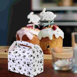 Caixas de presente para presentes, gato e cão Pegadas Treat, Embalagem de doces, Fontes do partido, branco, 12 pcs - Image 5