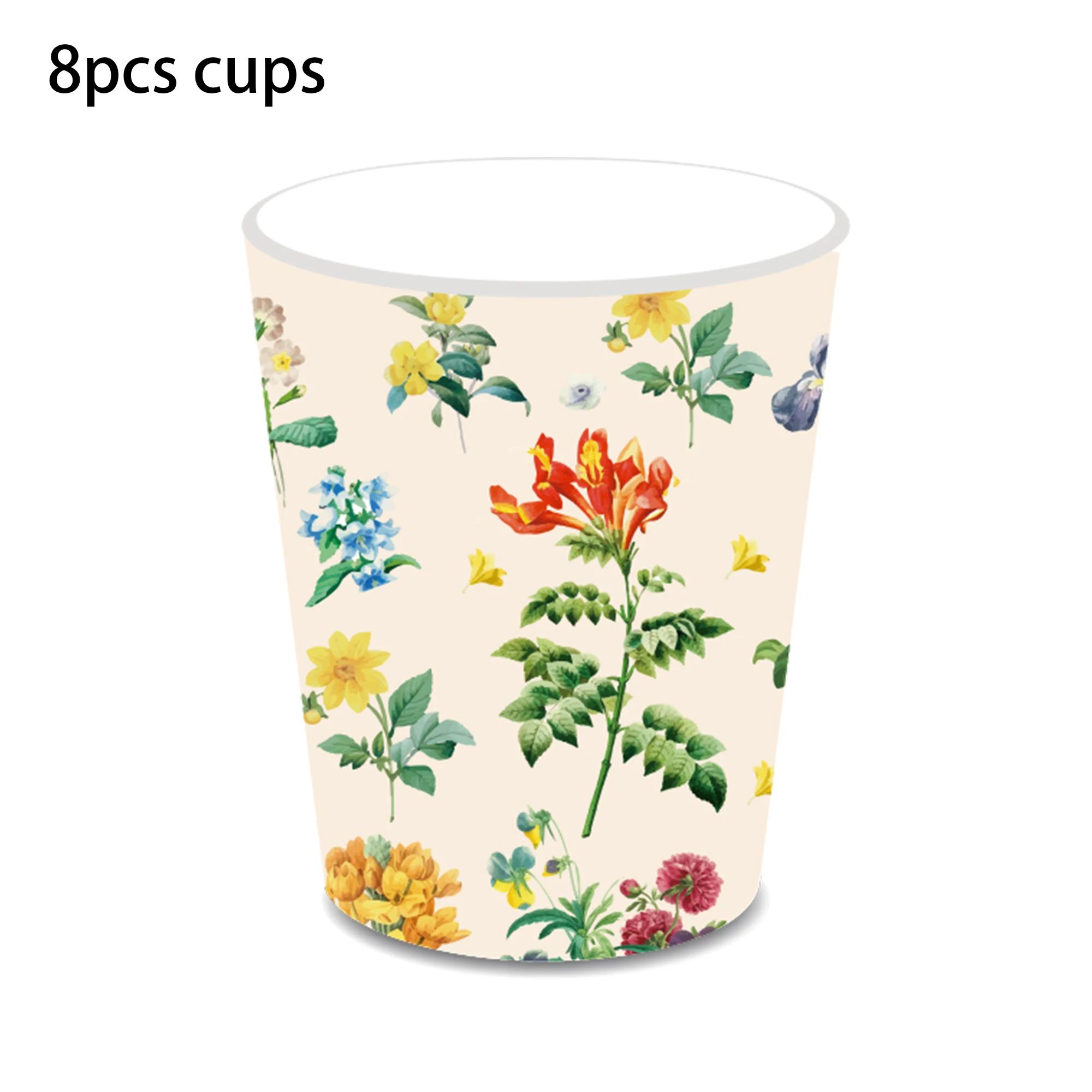 Conjunto De Louça Descartável De Flor Vintage, Pratos De Guardanapo De Papel E Copos, Festa De Casamento, Chuveiro De Bebê, Louça De Mesa, Festa De Aniversário - Image 1