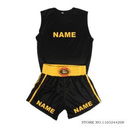 Shorts De Boxe Personalizado e Camisa, Artes Marciais, Wushu, Sanda, Muay Thai, Kickboxing, Luta, Uniforme, Homens, Mulheres, Criança, Menino, Menina - Image 3