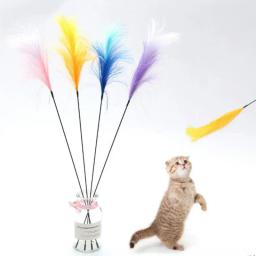 Ventosa colorida Primavera Pena com Bell para gatos, Varinha de pelúcia, Brinquedos interativos, Pet Supplies, multicolorido - Image 6