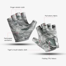 Luvas de pesca sem dedos respiráveis e resistentes ao desgaste, projetadas para homens e mulheres, pesca, canoagem, caiaque, caminhadas, runni - Image 4