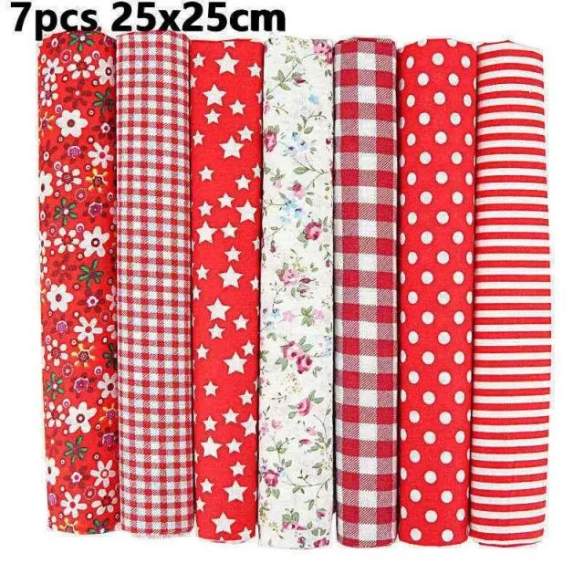 Pano de Algodão Impressos para Quilting e Costura Artesanal - Conjunto de 7 Peças de 24x25cm para Bordados e DIY