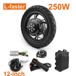 12 Polegada kit de conversão de bicicleta elétrica com motor do cubo 250w roda traseira dianteira com sensor de assistência de pedal para carrinho de scooter e-bike - Image 1