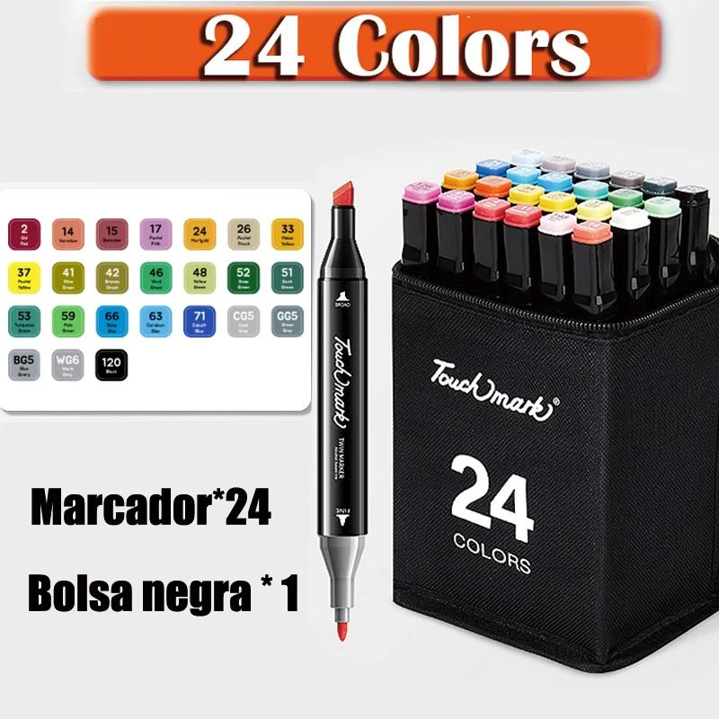 168 caneta marcadora oleosa colorida, conjunto de cabeça dupla, pintura artística, pincel mangá para meninas, crianças, escritório, escola, material de papelaria para estudantes - Image 1