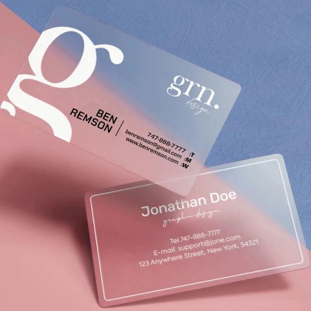Cartões de Visita PVC Transparente 85x54mm - Design Personalizado