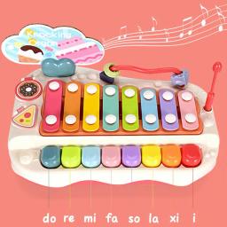 Brinquedo xilofone para educação infantil, coordenação mão-olho, instrumento musical para educação infantil, brinquedo musical infantil, sons do bebê, 2 em 1 - Image 1
