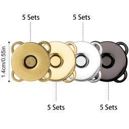 Botões magnéticos para bolsas e roupas, Prendedor de pressão, Costura em fechos, Botão de bolsa, Artesanato DIY, 14mm, 20 conjuntos - Image 2
