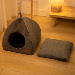 Cama macia semi-fechada quente para gatos, casa de sono profundo, cesta de animais, espreguiçadeira aconchegante, canil para cães pequenos, acessórios para gatos - Image 4
