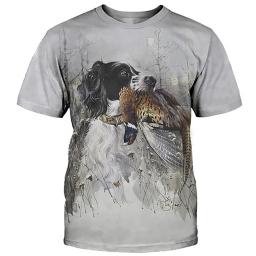 Camisetas estampadas para cães de caça masculinas, gola redonda, manga curta, tops gráficos para animais selvagens, camisetas casuais masculinas, camiseta de harajuku, verão - Image 4