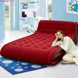 Moderno inflável cama de casal para viagens acampamento dobrável grande sofá cama para adultos crianças ao ar livre jardim mobiliário veludo couro - Image 3