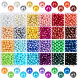 Faux Pearl Set para Fazer Jóias DIY, Pulseira e Colar, Materiais com Caixa, 6mm, 24 Cores, 1680PCs - Image 1