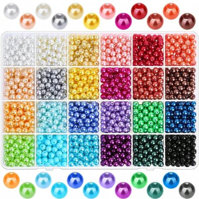 Faux Pearl Set Completo para Criação de Jóias DIY com 1680 Peças, Inclui Pulseiras e Colares em 24 Cores e Caixa Organizadora