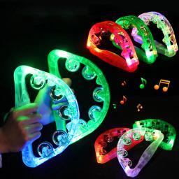 Bright LED Light Up Sensory Toy, piscando Pandeiro, Instrumento Musical, Agitando, Atmosfera de Festa, Brinquedos Infantis, Cor Aleatória - Image 1