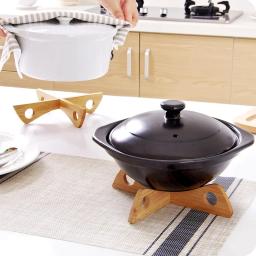 Suporte de bambu doméstico, Pot Base Stand, isolamento térmico, Bowl e Pan Mat, Drenar Bowl Stand - Image 2
