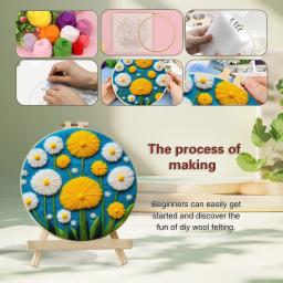 Lã Feltro Kit com Moldura Feltragem Agulhas e Flor, DIY Bordados, Engraçado Artesanato Pacote, Agulha Picture Kit - Image 2