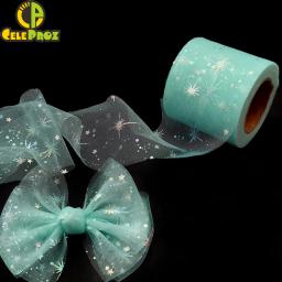 Tule Organza Ribbon Roll, Estrela Ilusória, Fita Iridescente para Gift Wrap, Clip de Cabelo, Tutu, Saia Pom, Decoração DIY, 6cm, 25 jardas - Image 1