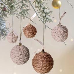 Bolas De Corda De Juta De Algodão Artesanal, Ornamentos Pendurados Para Decorações De Árvore De Natal, Presente De Charme Rústico, 3Pcs - Image 2