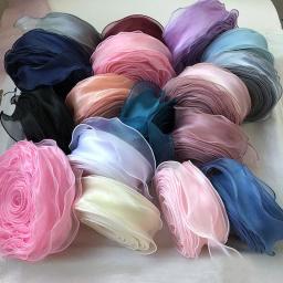 Fita de Organza para Presente Bolo Cozimento Embalagem, Fio Fishtail, DIY Headdress, Flor Bowknot, Artesanato Artesanal Suprimentos, 5m x 5,5 centímetros - Image 1