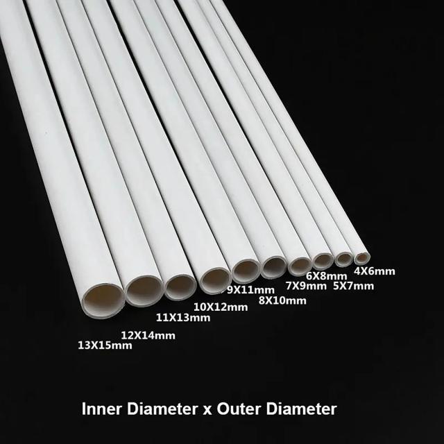 Tubulação Plástica Branca de PVC para Aquários e Irrigação - 500mm, Diâmetro Externo 6-20mm, 2 Peças