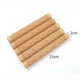 1pc textura de madeira rolo rolo de lama relevos cerâmica cerâmica cerâmica arte em relevo haste padrão flor ferramentas pedra diy cozimento - Image 2