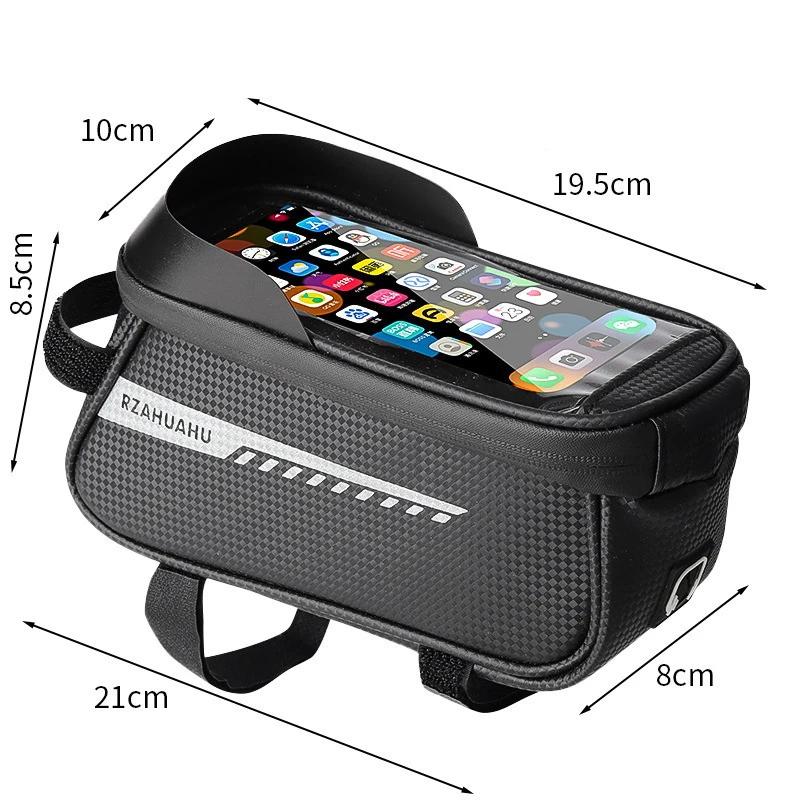 Bolsa para feixe dianteiro de bicicleta, bolsa para tubo frontal, ciclismo, touchscreen, suporte de telefone, à prova d'água, armazenamento de sela, mtb, acessórios de bicicleta de estrada - Image 1