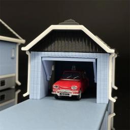 Casa de dois andares com garagem modelo, miniatura modelo de construção, mesa de areia, trem cena layout, brinquedos montados, 1: 87 - Image 6