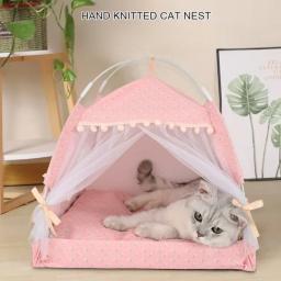 Dobrável Princesa Cama Gato, Dreamlike Ventile, Barraca Kitty, Cesta Camas Cão, Casas Filhote Bonito, Almofada Casa, Pet Shop - Image 2