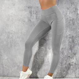 Calças de ioga elásticas para mulheres, leggings fitness, calças corrida, roupas esportivas, plus size, calças esportivas, bolsos, ginásio - Image 4