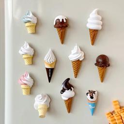 Simulação Ice Cream Frigorífico Adesivos, Fruit Flavor Cone, Decoração Foto de Parede, Resina, Brinquedos Infantis, Presente - Image 2