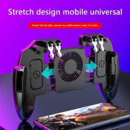 Tiro móvel Gaming Button Trigger, Gamepad com ventilador de refrigeração, PUBG Mobile Joypad, Console de jogos, 6 Dedo - Image 1