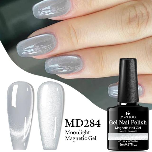 MSRUIOO Esmalte Gel Magnético 8ml Efeito Olho de Gato Rosa Prata