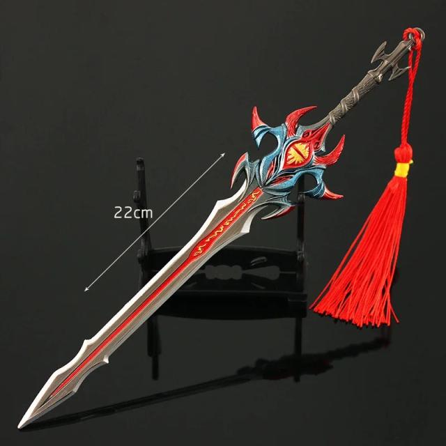 Douluo continente espada hu liena lua mal facão anime armas chaveiro katana espadas samurai arma figuras modelo presente menino brinquedo