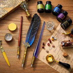 Pena Estilo Europeu Antigo Mergulhado Caneta De Tinta, Selo De Pintura De Fogo Conjunto De Caixa De Presente, Estudante Prática De Caligrafia E Assinatura Do Escritório Caneta - Image 5