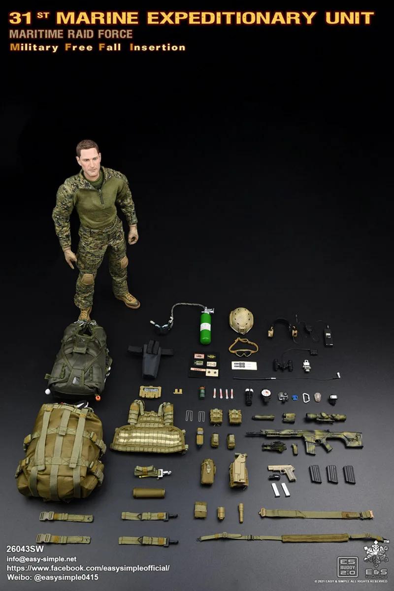 Fácil e simples es 26043sd 1/6 marines queda livre pára-quedas militar homem combate uniforme com armas 12 Polegada figura de ação modelo - Image 1