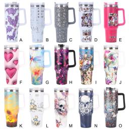 Copo térmico com alça, Copo térmico a vácuo, Garrafa de água de aço inoxidável para viagem, Caneca térmica com tampas, 40oz - Image 4