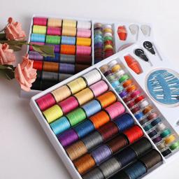 64 pçs bobinas kits de linha de costura mão linhas de costura reutilizáveis poliéster carretel linhas variedade para mão e máquina costura diy - Image 1