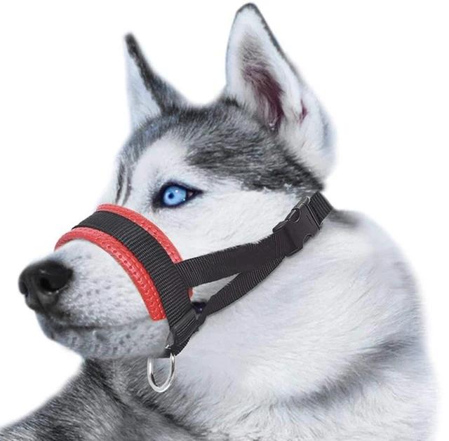 Arnês macio da máscara da boca do animal de estimação do treinamento do anti latido do focinho do cão do náilon para cães grandes pequenos impedem de morder, laço ajustável - Image 1