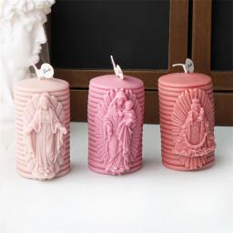 Molde de vela de silicone para artesanato DIY, moldes ovais com deusa anjo, figuras cristãs, cera de soja R, tema religioso - Image 4
