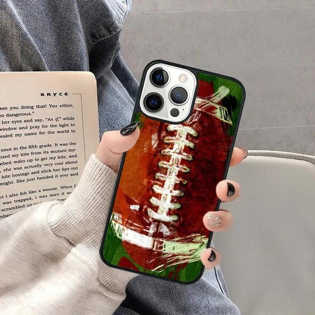 Capa de Telefone de Futebol Americano para iPhone 15, SE 2020, 13, 14, 11, 12 Mini, Pro Max, XR, XS Max, 6, 7, 8 Plus - Proteção Estilizada para Fãs