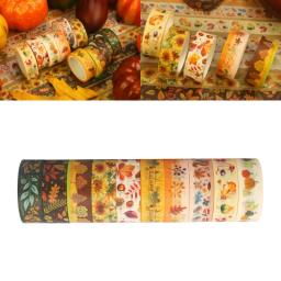 10 rolos fita papel decorativa outono e outono, fita para scrapbooking, conjunto fita papel diy, conta manual, - Image 1