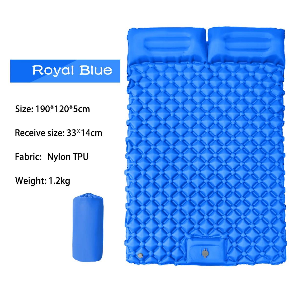 Colchão de ar à prova de umidade com travesseiro, Outdoor Camping Mat, 2 Pessoa Tent Pump, 190x120cm, Novo - Image 1