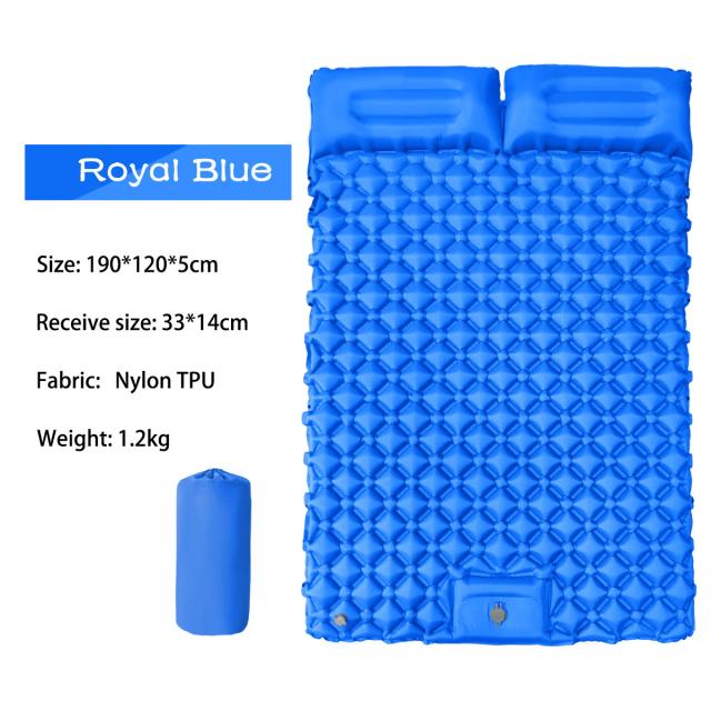 Colchão de Ar Antiferrugem com Travesseiro e Bomba para Camping, Ideal para 2 Pessoas, Medidas 190x120cm, Novo