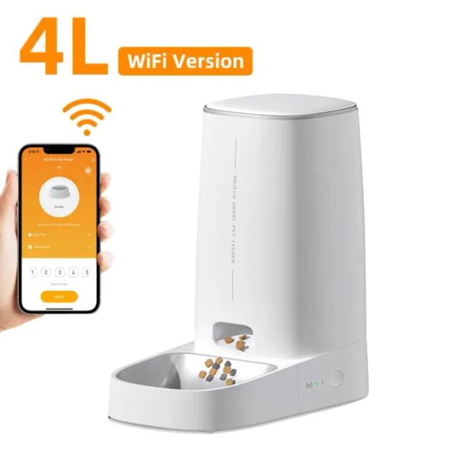 Alimentador Automático Inteligente Rojoeco 4L para Gatos e Cães com Controle Remoto e Conexão Wi-Fi