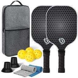 Conjunto de pás de pickleball-fibra de carbono grafite usado aprovado raquetes leves conjunto de exercícios internos e externos para todas as idades - Image 5