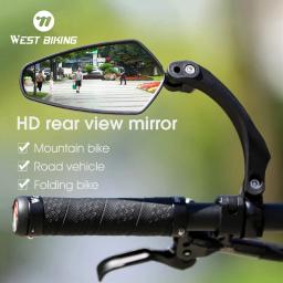 West Biking-Bicicleta Espelho Retrovisor, 360 ° Ajustável, Anti-Glare Guiador, Espelho Retrovisor, Ciclismo Espelho de Segurança, Acessórios de Bicicleta - Image 1