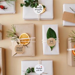 100 peças de papel kraft cartão de agradecimento etiqueta de presente artesanal para festa de casamento lembranças de chá de bebê/biscoitos etiqueta decorativa - Image 6