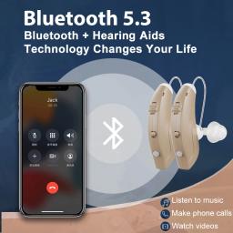 Aparelho auditivo digital recarregável bte com bluetooth surdo mini amplificador de som transporte da gota - Image 1