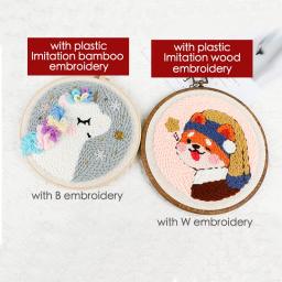 Cartoon Animal Punch Needle Embroidery Kit para Iniciantes, Soft Yarn Needlework Set, Home Decor, Bonito - Image 2