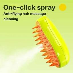 Escova Vaporante Elétrica para Cão e Gato, Pulverizador a Vapor, Massagem, Pet Grooming Tool, Derramamento, Sprays, Pentes, 3 em 1 - Image 5
